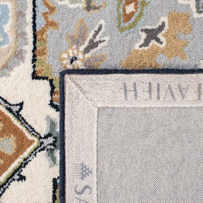 Grey and Navy Hand-Tufted Wool Square Area Rug, 4' x 4'
