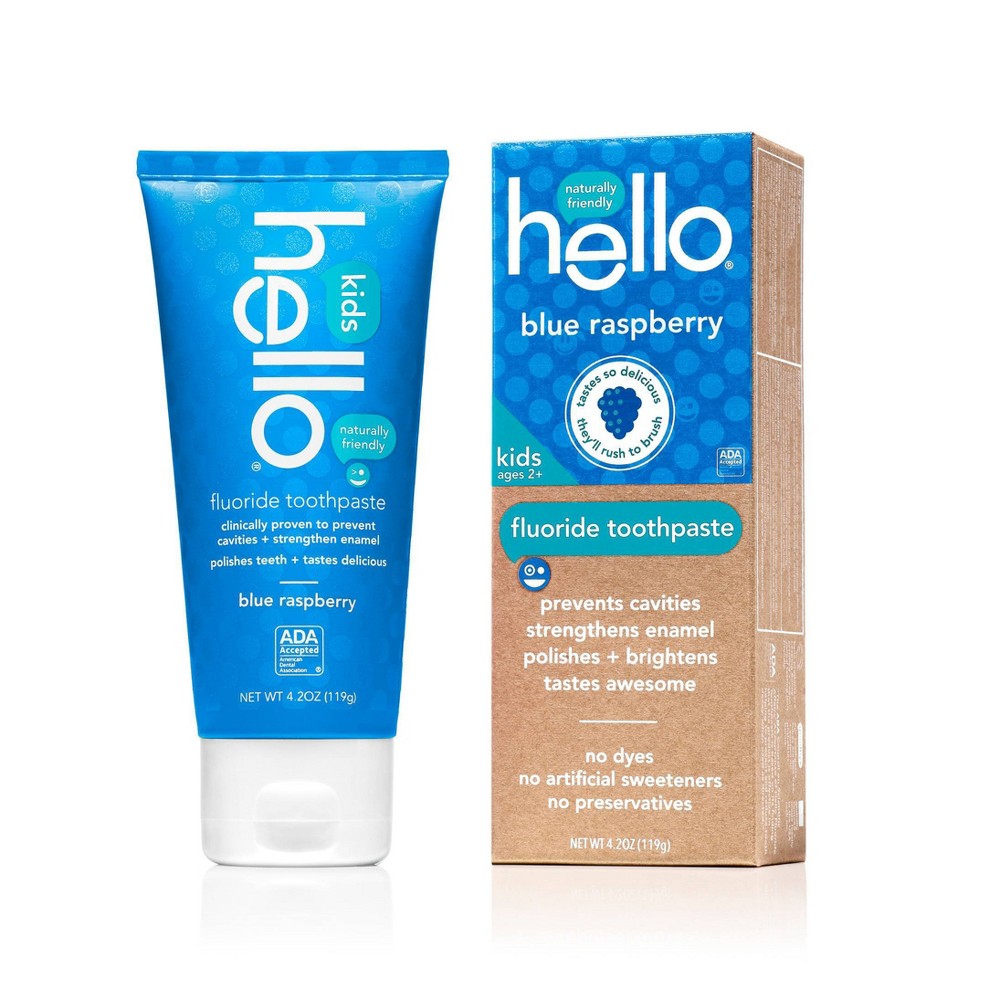 UPC 854296004538 Hello Kids Blue Raspberry Fluoride Toothpaste 4.2oz