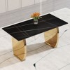 NicBex 63 Inch Rectangle Dining Table with Patterned Tabletop and Gold/Silver Legs for 6 to 8,Living Meeting Room - 2 of 4