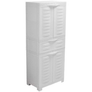 Sunnydaze Plastic Storage Cabinet with 2 Adjustable Shelves and 1 Drawer - 57" - 1 of 4
