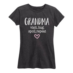Women's - Instant Message - Grandma Visit Hug Spoil Repeat with Heart Short Sleeve Graphic T-Shirt - 1 of 4