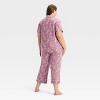 Women's Cloud Knit Short Sleeve Notch Collar Top and Cropped Pants Pajama Set - Auden™ - 2 of 3