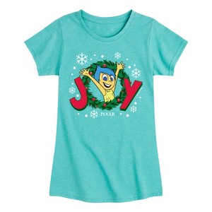 Girls' - Inside Out 2 - Joy Christmas Wreath Fitted Short Sleeve Graphic T-Shirt - 1 of 4