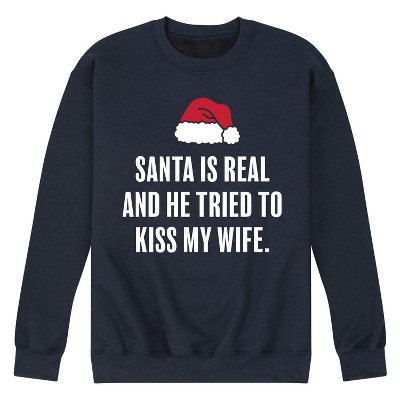 Men's - Instant Message - Santa is Real Funny Christmas Graphic Fleece Sweatshirt