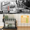 LunaLulinlk Dish Drying Rack, 2 Tier Large Dish Drying Rack for Kitchen Counter with Drainboard Stainless Steel Dish Drainer, Black - 4 of 4