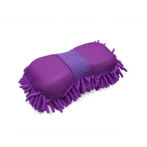 Unique Bargains 8 Shaped Microfiber Chenille Cleaning Sponge for Car 8.66x5.51x2.36" Purple - 1 of 3