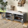Whisen Rustic Wood Storage Bench, Entryway Shoe Bench with Removable Cushion, Adjustable Shelves - 2 of 4