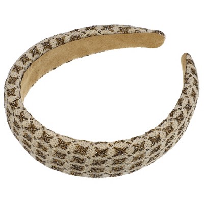 Unique Bargains Women's Tweed Padded Fashion Hairband Non Slip Knitted Check Pattern 1 Pc