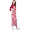Womens Hoodie Sweat Dress 3/4 Sleeve Slim Fit Hooded Maxi Dress Stripe Summer Dress Soft Lounge Dress - 2 of 2