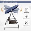 Aoodor 3-Seat Outdoor Rattan Patio Swing with Adjustable Dark Blue Canopy, Built-in Quick-Drying Foam Seat, Rattan Wicker, Rust-Resistant Iron Frame - 4 of 4