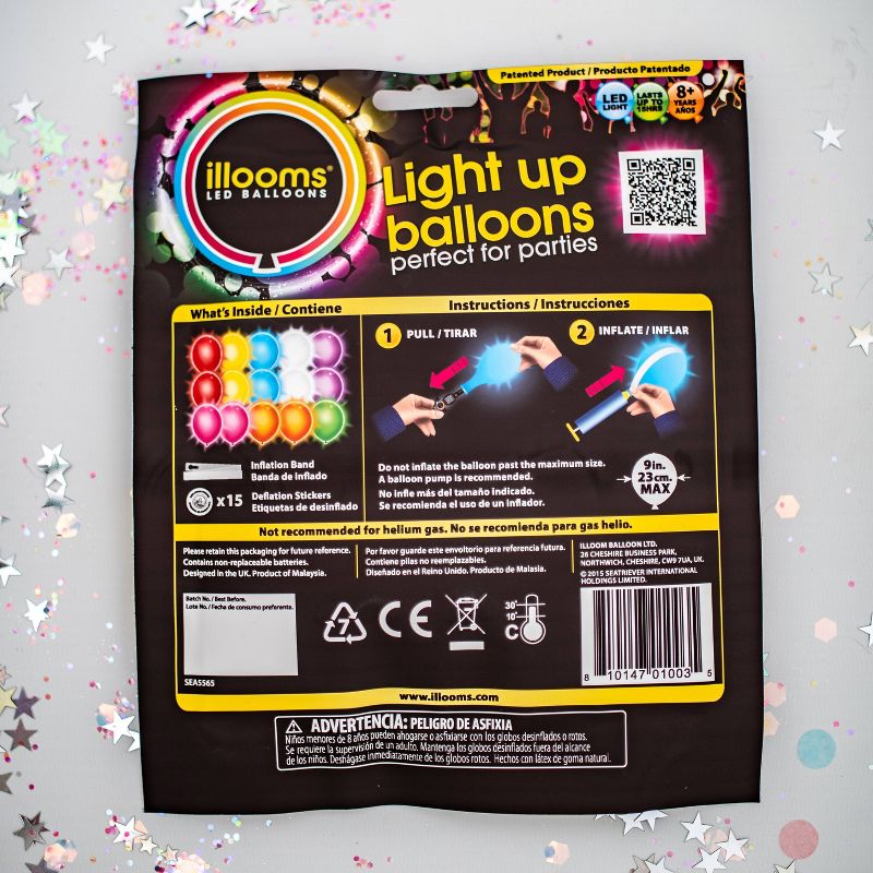 15ct illooms LED Light Up Mixed Solid Balloon, 4 of 10