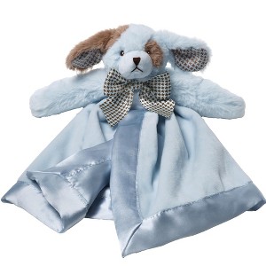 Bearington Baby Waggles Snuggler, 15 Inch Blue Puppy Dog Plush Stuffed Animal Security Blanket Lovey for Babies - 1 of 4