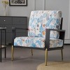 Retro Velvet Upholstered Accent Armchair,Lounge Chair With Metal Legs And Rubberwood Frame,Low Back Living Room Sofa Chair-Coolbibila - 2 of 4