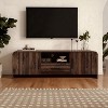 LuxenHome Mid-Century Modern TV Stand for TVs up to 75", 69" Walnut Finish Wood TV Console with Storage Rounded Corners Living Room Brown - 2 of 4