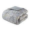 Sapphtopaz 6 Piece Comforter Set Elegant Cotton Sateen Pattern Print with Embroidered Details Reversible Oversized Cotton Quilt Set, Gray - 2 of 4