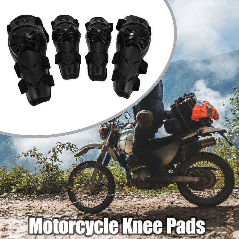 Unique Bargains Motorcycle Elbow Knee Guards with Adjustable Strap Black 4 Pcs, 2 of 7