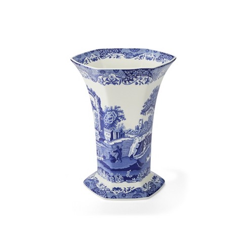 Spode Blue Italian Hexagonal Vase, 10.5