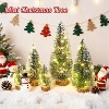 Mini Christmas Tree with Lights, Desktop Miniature Pine Tree Xmas Holiday Decor, with Wooden Base, 5 Pcs with Light - 4 of 4