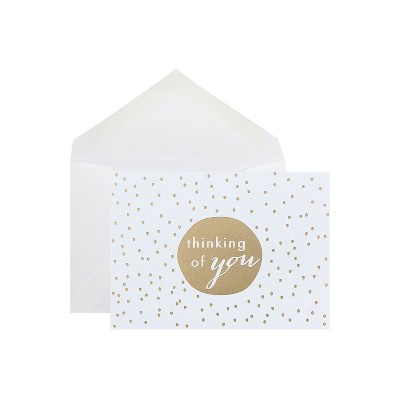 JAM Paper Blank Greeting Cards Set Thinking of You Gold Tiny Dot 10/Pack D41111NGLMB