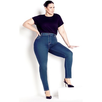 Avenue  Women's Plus Size Butter Denim Straight Leg Jean Mid Wash