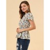 INSPIRE CHIC Women's Floral Print Smocked Flutter Sleeves Tie Collar Peplum Blouse - 4 of 4