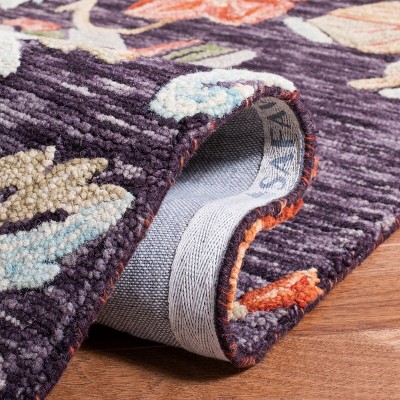 Handmade Tufted Tribal Blue Wool Square Accent Rug 59"