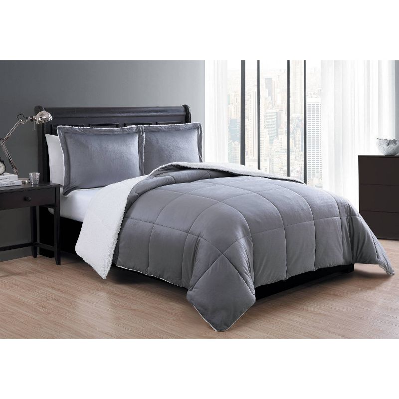 VCNY Micro Mink Faux Shearling Comforter Set, 4 of 7
