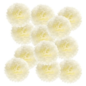Unique Bargains Birthday Bachelorette Wedding Party Paper Pom Poms Flower Ball Kit 12 Pcs - 1 of 4
