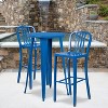 Flash Furniture Commercial Grade 24" Round Metal Indoor-Outdoor Bar Table Set with 2 Vertical Slat Back Stools - 2 of 4