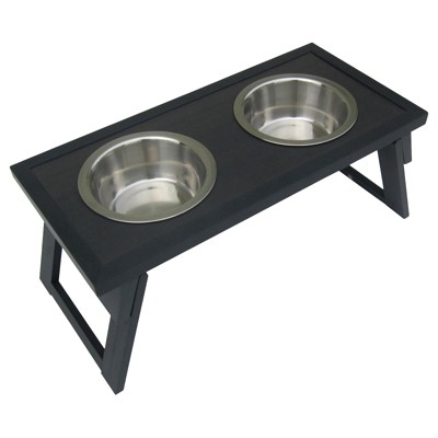 New Age Pet Habitat N' Home HiLo Adjustable Double Diner Cat/Dog Bowl - Espresso  - Extra Large
