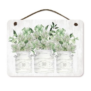 Courtside Market St. Patrick's Day Flower Pots 16x12 Hanging Artboard with Twine - 1 of 3