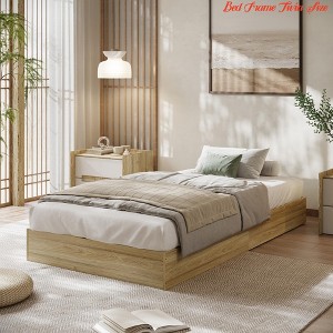 Wood Platform Bed Frame King/QUEEN/Full/ Twin-XL /Twin Size, Floor-Standing Bed Frame with Wooden Slat, Easy Assembly Natural - 1 of 4