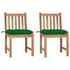 vidaXL Solid Teak Wood Patio Chairs with Comfy Green Cushions, Durable Outdoor/Indoor Seating, Stable Heavy Design, Fine Sanded Wooden Furniture Set” - 2 of 4