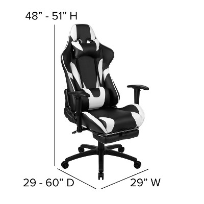 X30 Black Multi-Colored Leather Gaming Chair with Footrest