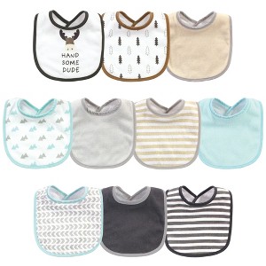 Hudson Baby Infant Boy Cotton and Polyester Bibs 10pk, Handsome Moose, One Size - 1 of 1