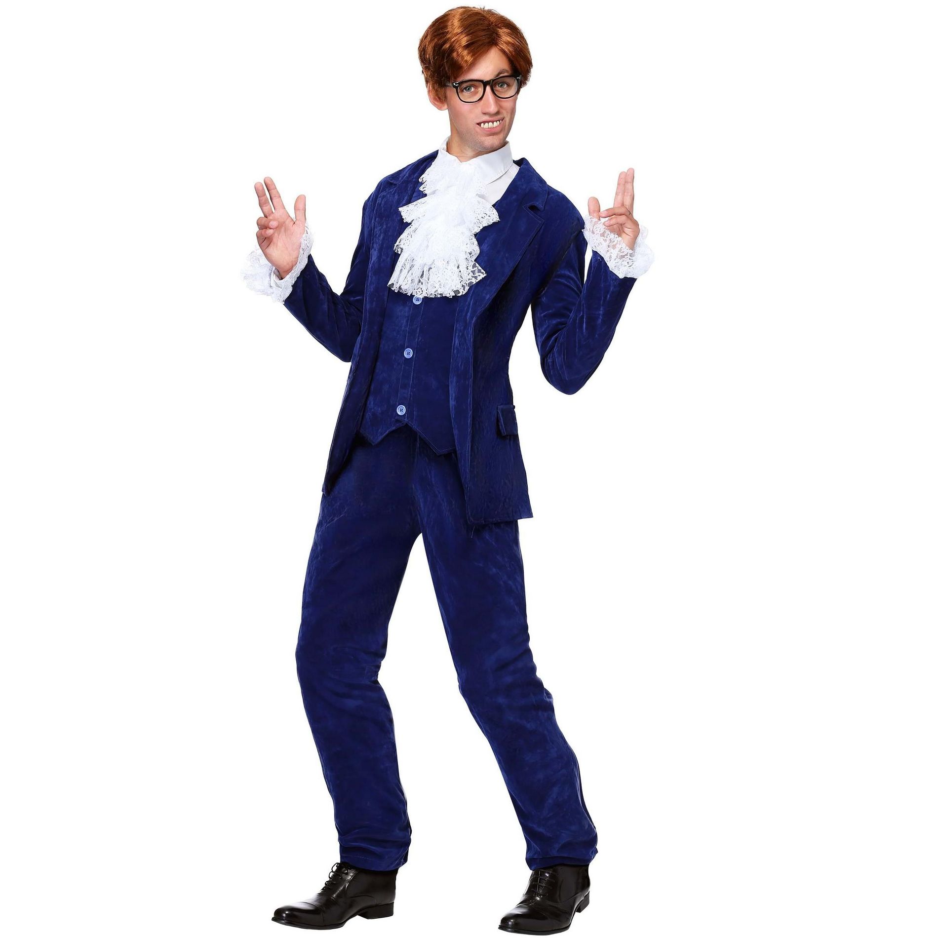 HalloweenCostumes.com Adult 60's Spy Swinger Costume Mens, Deluxe Shagadelic Navy Blue Suit Halloween Groovy Party Outfit