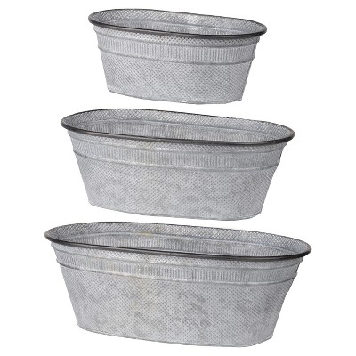 A&B Home Clemson Oval Metal Tubs Silver 3pk: Galvanized Container Set, Hand Washable, Multi-Size
