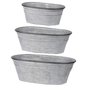 A&B Home Clemson Oval Metal Tubs Silver 3pk: Galvanized Container Set, Hand Washable, Multi-Size - 1 of 3