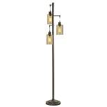 3 Head Bronze Floor Lamp with Dimpled Glass Shades  - StyleCraft