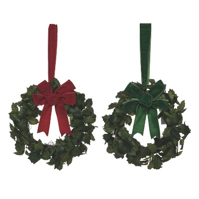 Transpac Bright Mini Wreath Set of 2 Christmas Home Decorations Perfect for Holiday Cheer and Festive Decor