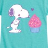 Girls' - Peanuts - Snoopy Heart Cupcake Fitted Short Sleeve Graphic T-Shirt - 2 of 4
