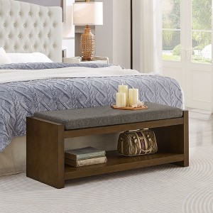 CAVINAS Retro 2-Tier Accent Shoe Bench Rock with Cushion & Lower Shelf,Multifunctional Storage Bench for Entryway,Living Room - 1 of 4