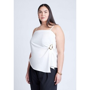 ELOQUII Women's Plus Size Asym Top With Hardware Detail - 1 of 4