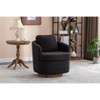 PAGED Boucle Fabric Swivel Accent Chair Living Room Chairs with Soild Wood Round Brown Base Leg for Living Room - 2 of 4