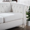 CAVINAS Chesterfield Sofa with Rolled Arm, Modern PU Leather 3 Seater Sofa Couch, Upholstered Vintage Couch for Living Room - 3 of 4