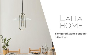 Sleek Chrome Elongated Metal Pendant with Clear Glass Shade