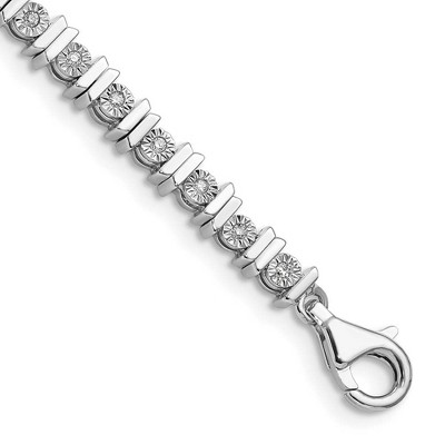 Black Bow Jewelry Classic Illusion Diamond Tennis Bracelet in Sterling Silver - 7 Inch