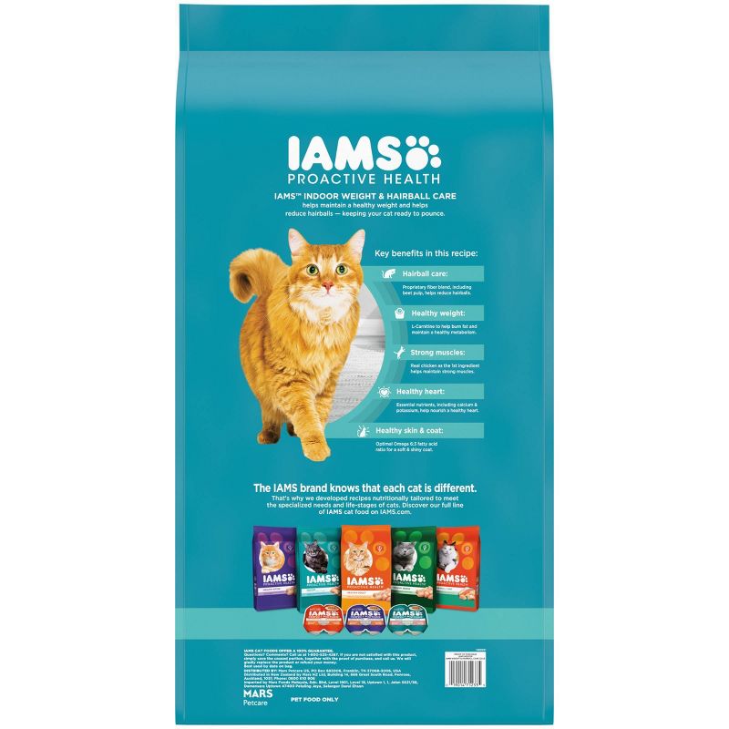 IAMS Proactive Health Indoor Weight Control &#38; Hairball Care with Chicken &#38; Turkey Adult Premium Dry Cat Food - 22lbs, 3 of 12