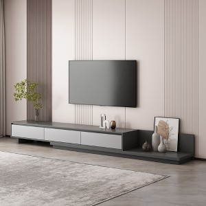 Luck Live 78.7in modern grey extendable TV stand media console with 3 drawers, expands to fit up to 120 inches - 1 of 4