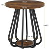 Lantine 2-Tier Small Round Side Table,   with Metal Frame and Lower Shelf, End Table for Small Spaces, Living Room, Bedroom, Vintage Brown & Black - 2 of 4